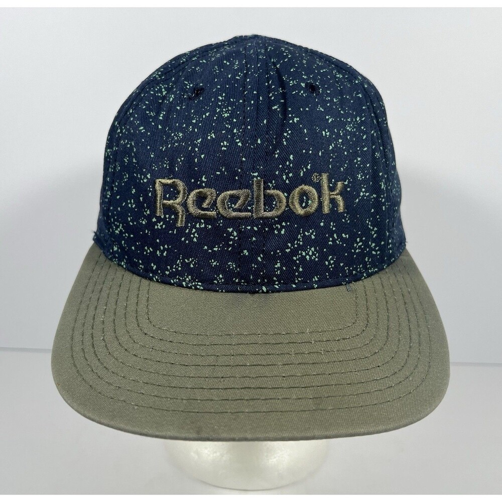 Reebok Vintage Blue Gray Speckle Snapback Hat Made In USA